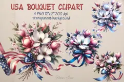 Watercolor magnolia Clipart| Patriotic Flowers print design Product Image 1