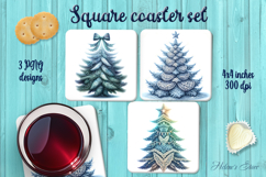 Christmas tree square coasters wrap sublimation designs png Product Image 1
