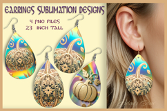 Autumn Pumpkin earrings | Fall Teardrop earring sublimation Product Image 1