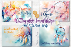 Boho dreamcatcher kitchen glass cutting board sublimation Product Image 1