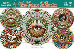 Spring designs Wind Spinner wrap sublimation | Cute bird png Product Image 1
