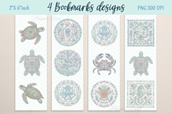 Pastel sea life pattern Printable bookmark png |4 Book craft Product Image 1