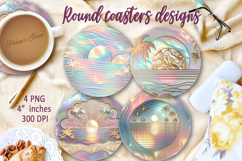 Summer beach gold pearl round coaster sublimation designs Product Image 1