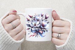 Watercolor magnolia Clipart| Patriotic Flowers print design Product Image 6