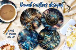 Fantasy Cosmic sky pearl round coaster sublimation designs Product Image 1
