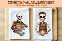 Funny Halloween Skeleton Barista kitchen towel designs PNG Product Image 1