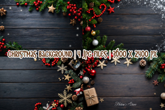 Christmas mockup background |Dark flat lay wooden background Product Image 1