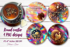 Happy Thanksgiving day round coaster sublimation designs Product Image 1