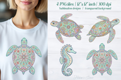 Pastel sea animals sublimation design png|Cute ocean clipart Product Image 1