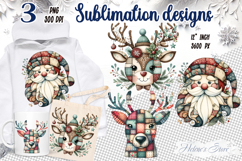 Santa Claus clipart | Retro patchwork deer shirt designs png Product Image 1