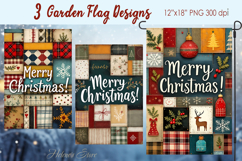 Merry Christmas Patchwork Garden Flag Sublimation design png Product Image 1