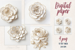 3d white paper flowers digital papers png| Scrap booking Product Image 1