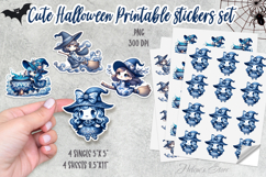 Cute blue Halloween Stickers Printable | Spooky sticker PNG Product Image 1
