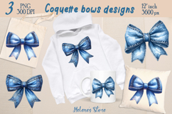 Realistic denim coquette bows design|Blue bow T-shirt clipar Product Image 1