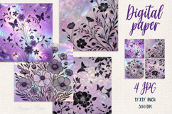 Floral lilac pearl digital paper | Scrap booking graphics Product Image 1