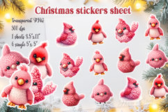 Christmas printables stickers sheet | Pink crochet yarn bird Product Image 1