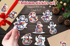 Christmas patchwork printables stickers | Cute snowman png Product Image 1