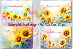 Sunflowers cutting board sublimation | Watercolor floral Product Image 1