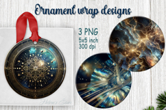 Fantasy cosmos round ornament sublimation designs PNG Product Image 1