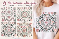 Boho Valentine hearts &amp; flowers sublimation |Pastel clipart Product Image 1