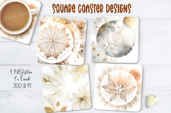 Gold autumn leaves square coasters design png Product Image 1