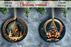 Christmas vintage round ornament sublimation designs PNG Product Image 1