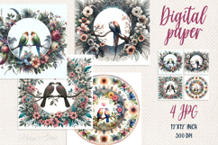Cute Tropical bird digital paper | Scrap booking graphics Product Image 1