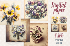 Vintage floral digital papers jpeg | Scrap booking graphics Product Image 1