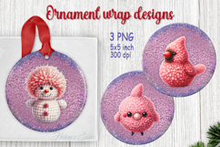 Christmas cardinal bird round ornament designs| Pink animals Product Image 1
