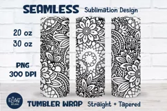 Floral Tumbler Wrap | Floral Mandala Sublimation 20 30 OZ Product Image 1