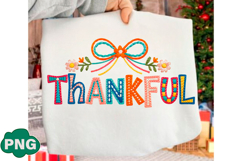 Crochet Yarn Thankful PNG with Bow Png Product Image 2