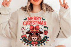 Funny Cow Merry Christmas PNG Product Image 2