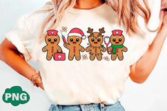 Retro Gingerbread Nurse Christmas Png Product Image 2