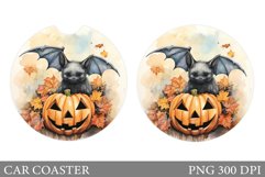 Bat Pumpkin Car Coaster. Halloween Car Coaster Design Product Image 1