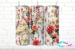 3D Floral 20 oz Skinny Tumbler Wrap Product Image 1