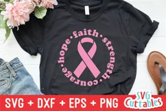 Breast Cancer Awareness SVG | Hope Faith Strength Courage Product Image 3