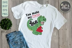 Boy Valentine Dinosaur Heart SVG - PNG, DXF, EPS, SVG Product Image 1