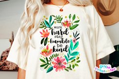 Floral Inspirational PNG | Work Hard Stay Humble Product Image 1