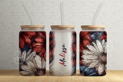 Floral 16 oz Libbey Glass Can Tumbler Sublimation Design Product Image 1