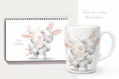 Cute Bunny PNG, Love Baby animals, Funny Valentines day card Product Image 4