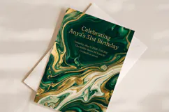 Green Gold Marble Birthday Invitation Canva Template Product Image 2
