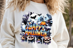 Happy Halloween cute brush strokes t shirt design png Product Image 1