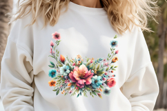 Cute floral sublimation design png |Tropical flowers clipart Product Image 1