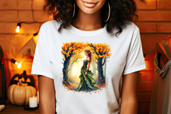 Cute watercolor girl elf autumn sublimation design png Product Image 2