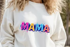 MAMA clipart | Mothers day colorful sublimation design png Product Image 1
