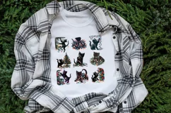 Christmas black cat clipart sublimation PNG| T shirt design Product Image 2