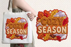 Cozy Season Chenille Embroidered Patch Puffy Autumn Design Product Image 1