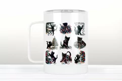 Christmas black cat clipart sublimation PNG| T shirt design Product Image 3