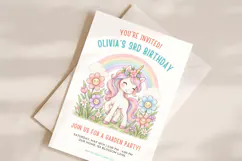 Unicorn Birthday Invitation Template Editable Product Image 2