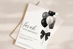 Black and Gold Birthday Invitation Template, Editable Canva Product Image 2